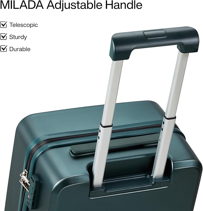 MILADA 16 Inch Underseat Carry On Luggage With Wheels Underseat Carry On Bag Small Suitcase Personal Item Hard Shell Suitcases Mini TSA Approved Carry On Luggage, Blackish Green