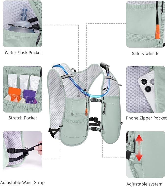 ECOHUB Running Hydration Vest Backpack,Lightweight Breathable Pack with 2L Water Bladder Bag Daypack for Hiking Trail Running Cycling Race Marathon for Women Men