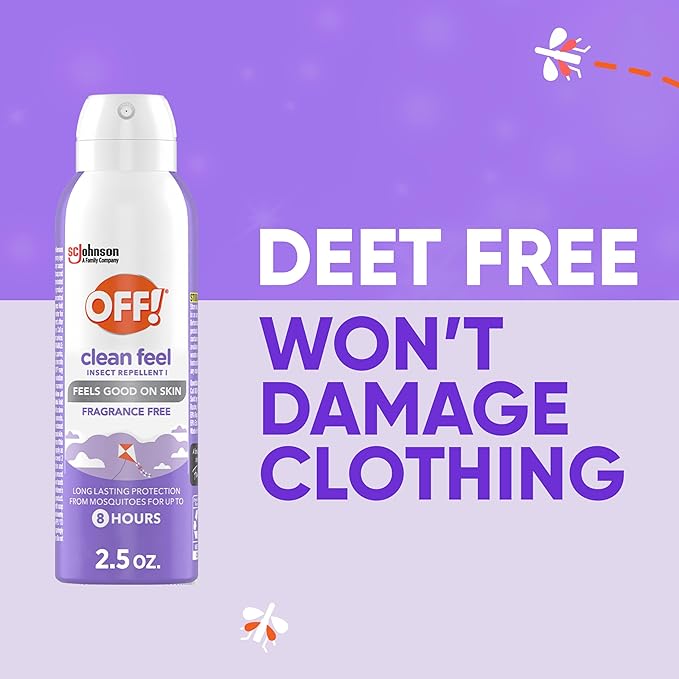 OFF! Clean Feel Insect Repellent Aerosol with 20% Picaridin - Long-Lasting DEET-Free Protection from Mosquitoes, Fragrance-Free Pest Control for Ticks & Flies, Camping, Travel Size Bug Spray - 2.5 oz