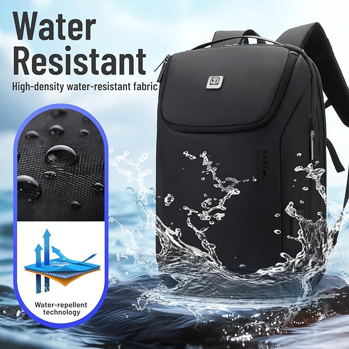 JODEBES Business Smart Backpack Waterproof fit 15.6 Inch Laptop Backpack with USB Charging Port and TSA lock,Travel Durable Backpack - Black