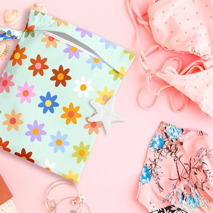 Wet bag, Wet dry bag, swimsuit, travel, beach, pool, diapers, dirty yoga gym clothes, toiletries, waterproof Heart Decor Bohemian heart romantic birthday gift, 2 piece set.