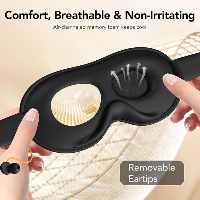 Light Blocking Sleep Mask with Adjustable Strap, 3D Eye Mask for Sleeping, Side Sleeper Friendly for Men & Women, Zero Eye Pressure Blindfold for Travel, Nap