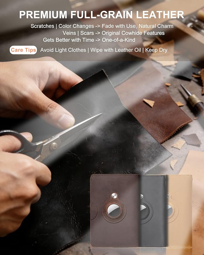 Leather Passport Holder for Travel - Passport Wallets with AirTag Slot, 5 Card Slots & Secure Button Closure, Durable Passport Cover for Men & Women - Crazy Horse Leather(5.9'' x 4.13'')