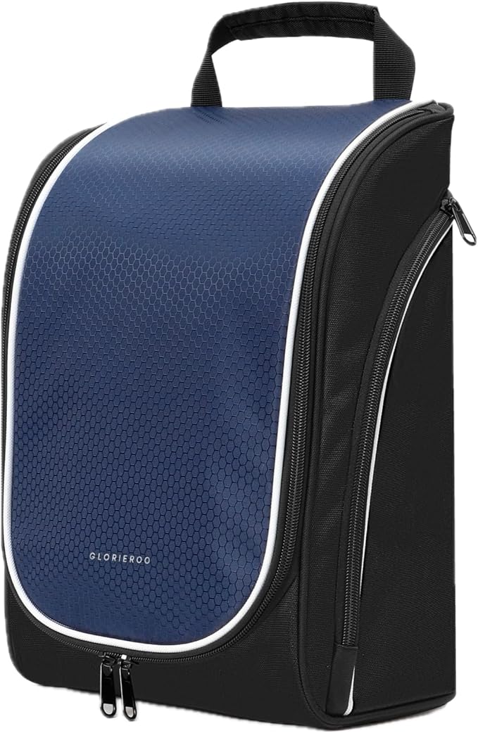 Smell Proof Shoe Cleat Bag for Travel Men - Golf Soccer Zippered Sport Shoe Carrier Bags with Ventilation & Side Pockets for Socks, Tees, Golf Balls; Golf Accessories Fathers Dad Day Gifts for Men