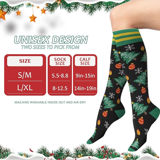 fenglaoda Compression Socks for Women Men 3 Pairs Graduated Compression Support Circulation Socks for Nurses