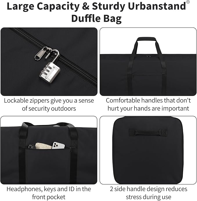 Urbanstand 48 Inch Travel Duffle Bag Extra Large Sport Equipment Duffel Bags with 2-way Lockable Zippers (Black 48inch 2Pack)
