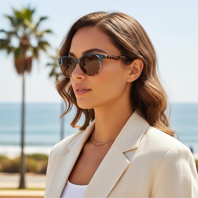 Myiaur Polarized Sunglasses for Women, Trendy Cat Eye Sun Glasses UV400 Protection Classic Retro Shade 2 Pack