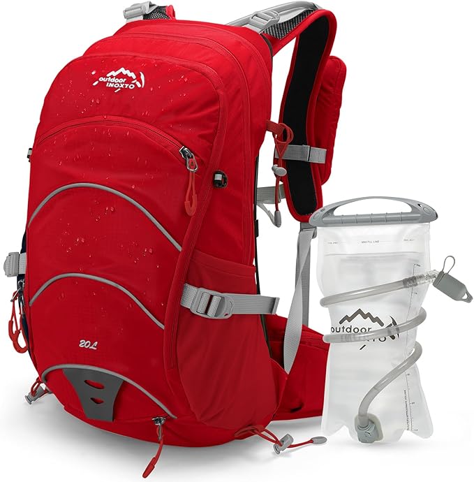 Hydration Pack,20L Hydration Backpack, Hiking Internal Frame Backpacks with 2L Hydration Water Bladder and Rain Cover, for Cycling,Camping, Hunting,Ski, Snow for Men, Women (red)
