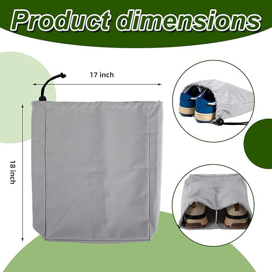 6 Pcs Shoe Bags for Travel, Shoe Dust Bags, Spandex Shoes Pouch with Interior Divider and Drawstring, Women and Men Luggage Packing for Traveling(Grey)
