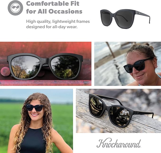 Knockaround Deja Views Polarized Sunglasses for Women - Impact Resistant Lenses & Full UV400 Protection