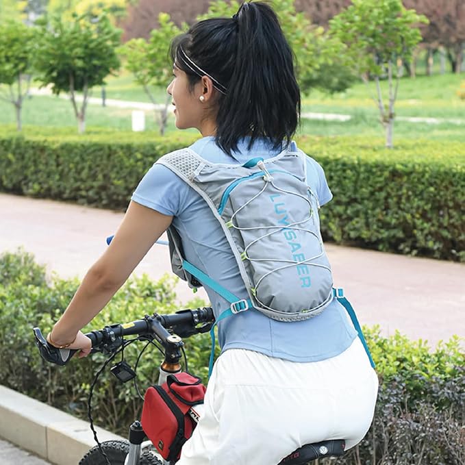 YAPJEB Hiking Hydration Vest Backpack 5L Lightweight with 2L Water Pack Bladder Daypack for Men Women Cycling, Running, Hiking and Biking (02 Grey 5L + 2L Bladder)