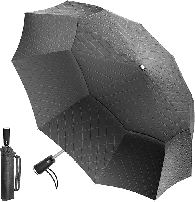 Satol 46/54/62 Inch Large Golf Umbrella, Windproof 10 Ribs Automatic Open/Close Oversize Double Canopy Vented Portable Folding Travel Umbrellas, UPF 50+ Sun & Rain Compact Umbrellas for Outdoor
