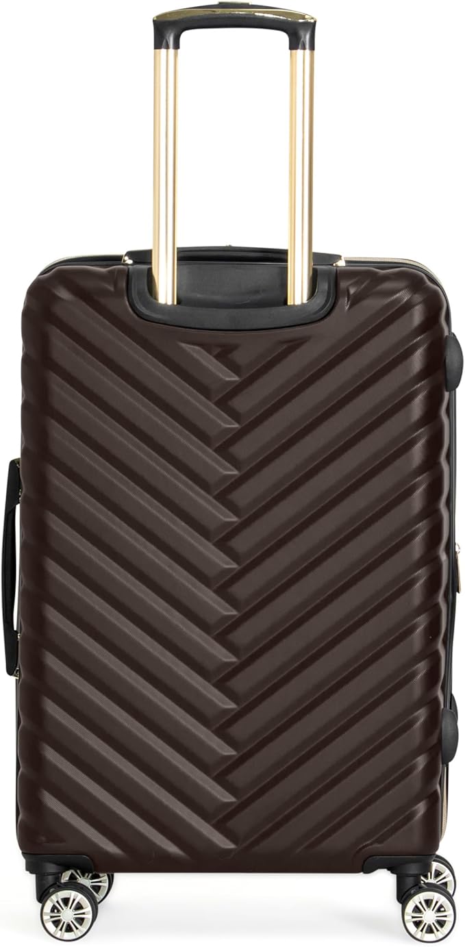 Kenneth Cole REACTION Women's Madison Square Hardside Chevron Expandable Luggage, Chocolate Brown, 24-Inch Checked
