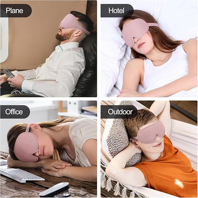 Eye Mask for Sleeping, 3D Contoured Cup Sleep Mask for Men Women, Soft Breathable Blackout Blindfold, Travel Eye Cover, Night Sleeping Mask with Adjustable Buckle for Side Sleeper (Pink Gold, 1 Pack)
