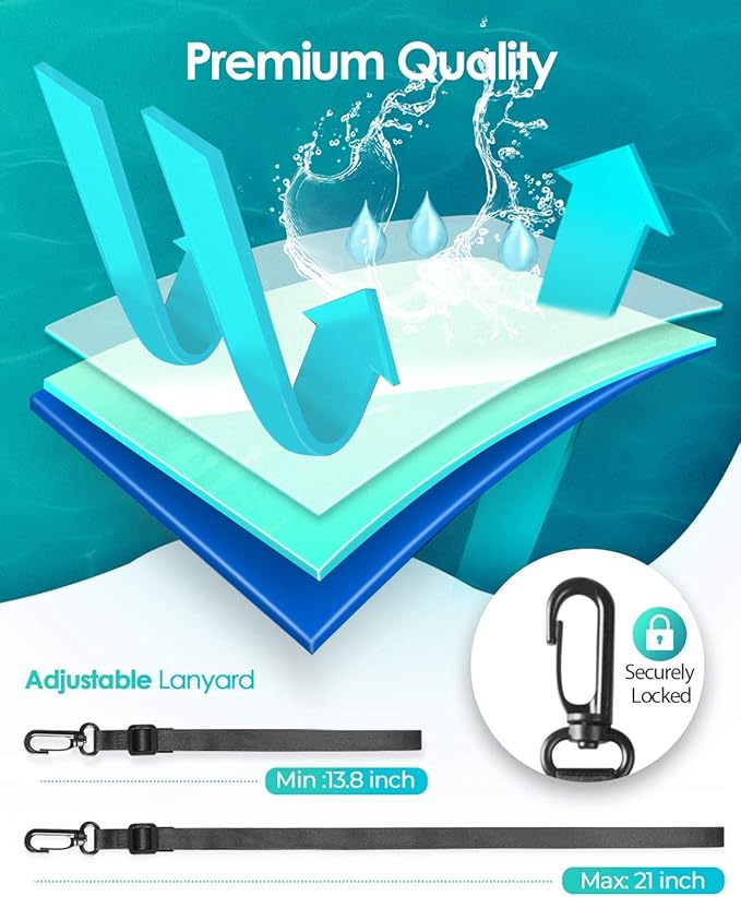 Hiearcool Universal Waterproof Phone Pouch,IPX8 Cell Phone Waterproof Case Up to 8.3" for iPhone 17 16 15 14 13 Pro Max,Beach Essentials Vacation Must Haves-Clear&Bright Red-2Pack