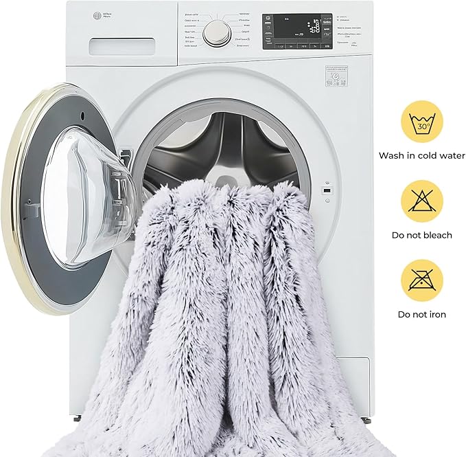 Luciphia Large Waterproof Dog Blanket Pet Washable Liquid Proof Furniture Protector Medium Shaggy Plush Calming Long Faux Fur Bed Cover for Couch Cat Blankets Kitten Doggy, Mist Grey, 40" x 50"