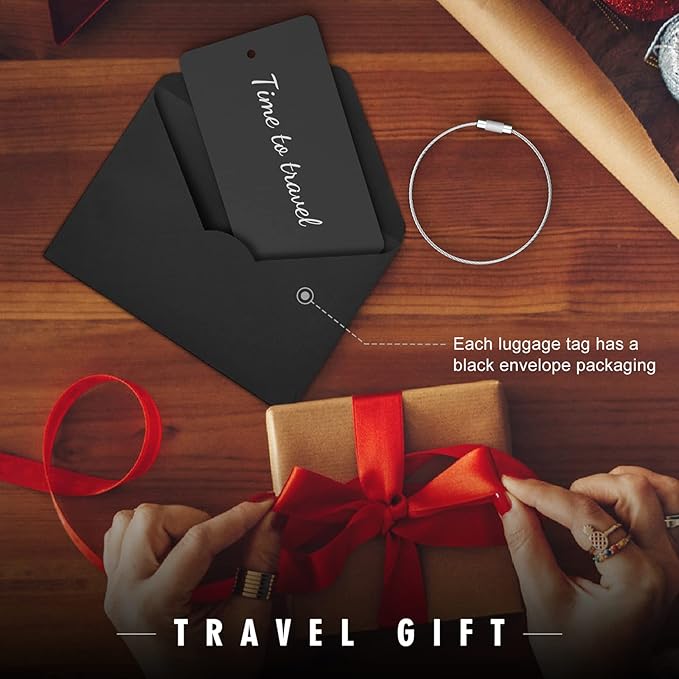 Luggage Tags for Suitcase - Black Personalized Engraved Metal Tag for Cruise Travel - Custom Name Tags Suitable for Bags and Backpacks,Vertical (2x3.5'')