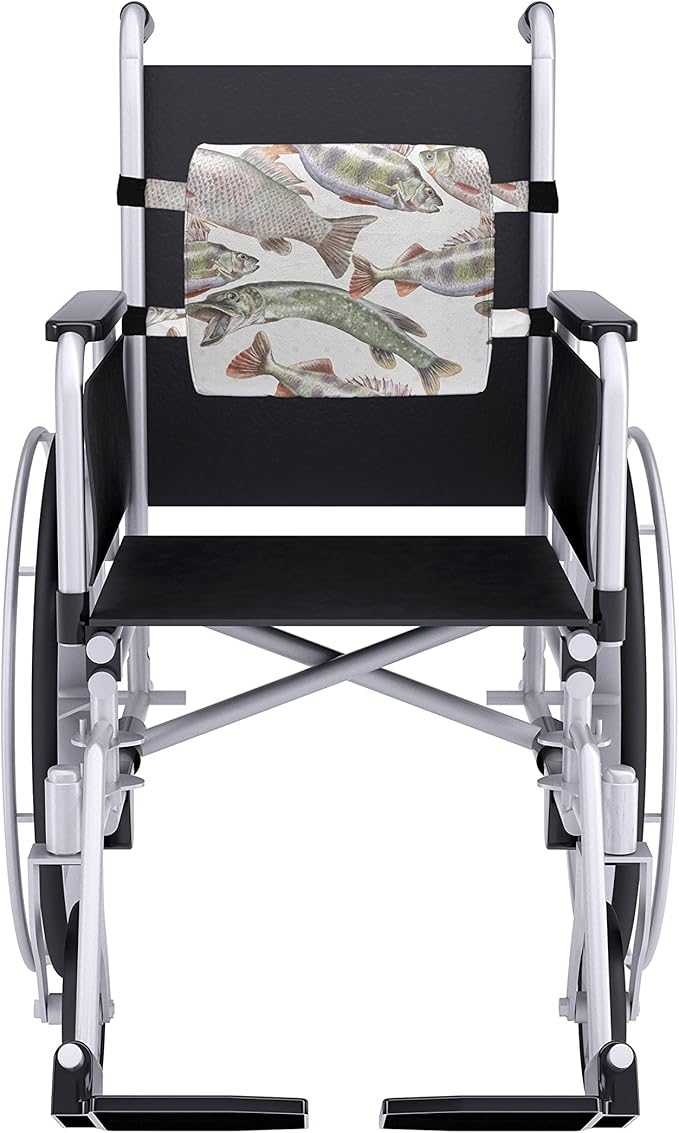 Ambesonne Fishes Lumbar Back Support Pillow, Watercolor Common Carp Perch and Bass Freshwater Animals Themed Seafood Drawing, High Density Foam for Office Chairs Car Seats, 14" x 13", Grey Green