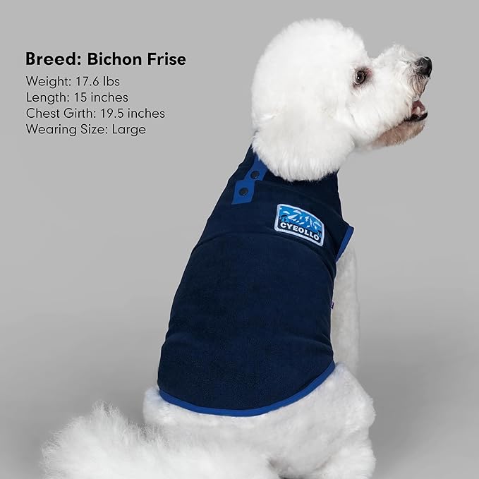 cyeollo Small Dog Sweater, Stretchy Soft Fleece Sweater Pullover Dog Vest Lightweight Turtleneck Warm Winter Doggie Clothes for Puppy Cats Apparel, Navy Blue S
