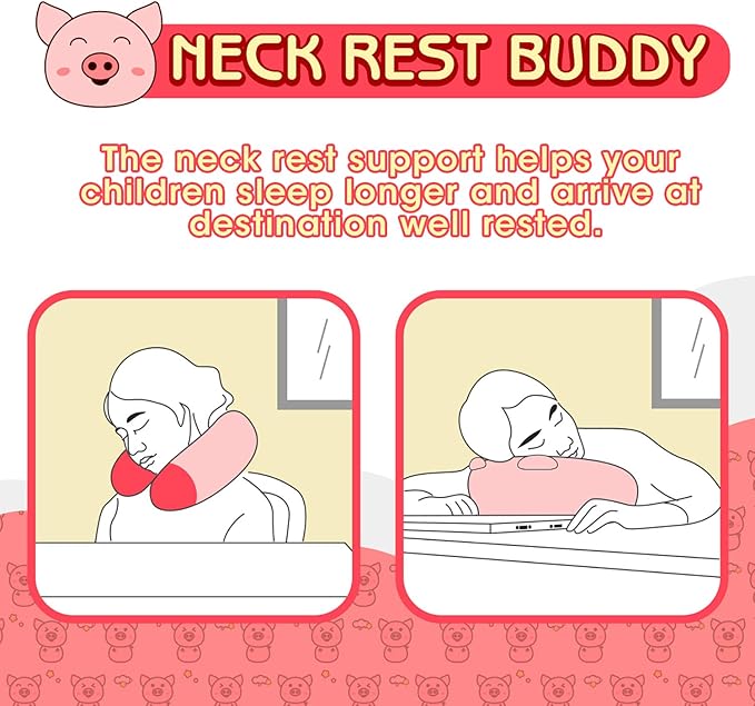 H HOMEWINS Travel Pillow for Kids,Toddler Neck Pillow Cute Animal Neck Head Chin Support Travel Accessories for Airplane, Car, Train,Recline