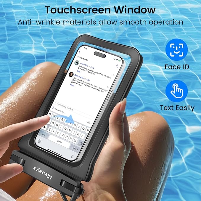 Niveaya Double Space Waterproof Phone Pouch (2-Pack) - IPX8 Phone Case Dry Bag for Beach, Kayak, Cruise Travel Essentials - Compatible with iPhone 17/16/15/14 Pro Max Galaxy S25/S24 Ultra (up to 8.3")