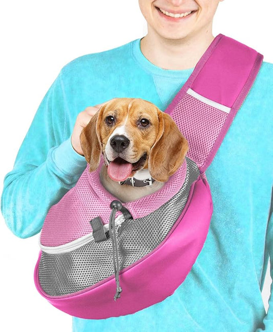 Cuddlissimo! Pet Sling Carrier - Soft Front-Chest Carrying Bag for Small Pets (Ideal for Dogs, Puppies & Cats 6–10 lbs) - Carefully Sized for Yorkshire Terrier, Maltese, Toy Poodle, Papillon -(Pink-L)