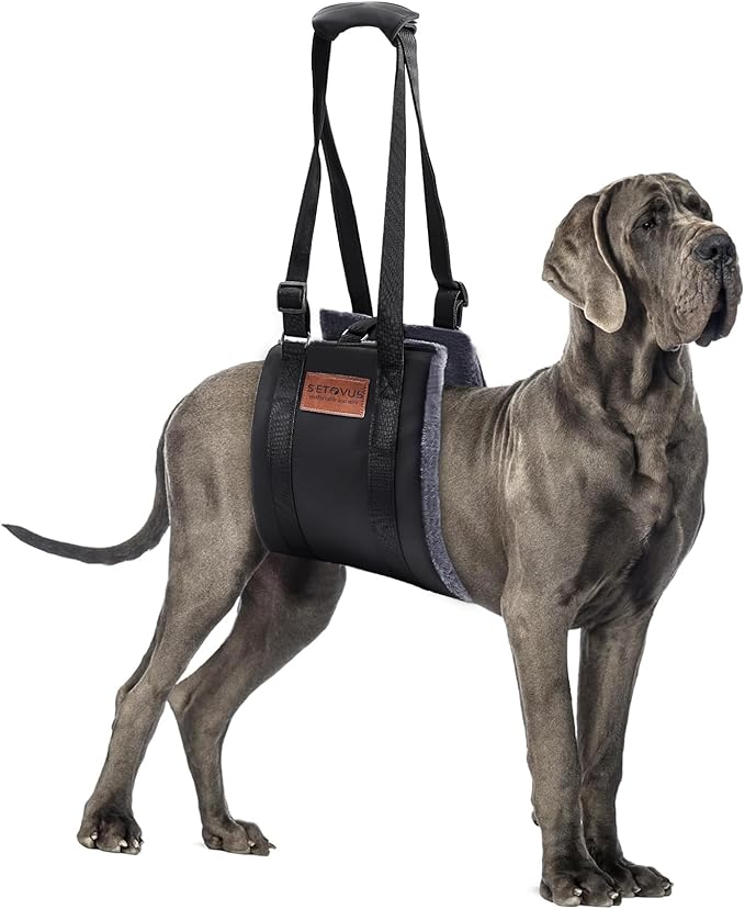S-ETOVUS Dog Sling for Large Dogs Hind Leg Support, Magic Tape Dog Lift Harness, Soft Dog Support Harness for Back Legs, Hip Support Harness to Help Senior, Injured, Disabled and After ACL Surgery
