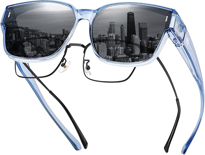 DUCO Fit Over Sunglasses for Men Women Wear Over Glasses Retro Wrap Around Polarized Sun Glasses UV400 Protection DC8981