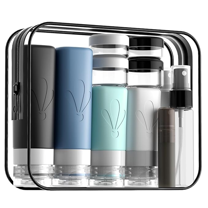 INSFIT 17pack Travel Bottles for Toiletries, TSA Approved Squeezable Silicone Liquid Containers for Shampoo Conditioner Lotion & Body Wash Vacation Travel Essentials with Labels