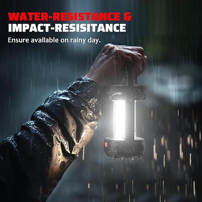 2 Pack Camping Lantern Rechargeable, 2000LM Rechargeable Lantern with 4400mAh Battery, Waterproof LED Camping Light, Portable Lanterns for Power Outages, Hurricane and Outdoor Use