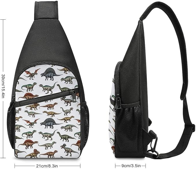 SWEET TANG Sling Backpack for Women, Cute Multipurpose Crossbody Shoulder Bag, Comfortable and Lightweight Adjustable Travel Hiking Daypack Jurassic Dinosaur