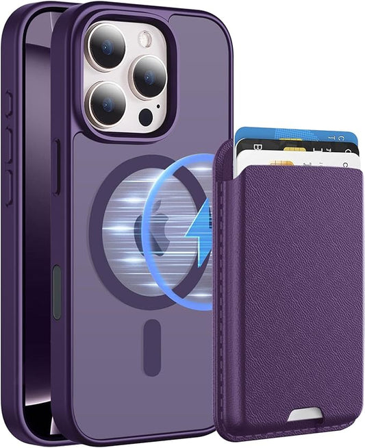 Ntwinro Magnetic for iPhone 16 Pro Max Case (Compatible with MagSafe) with Detachable Wallet & Card Holder for 3 Cards [RFID Blocking] Military Grade Protective Slim Phone Cover, Purple