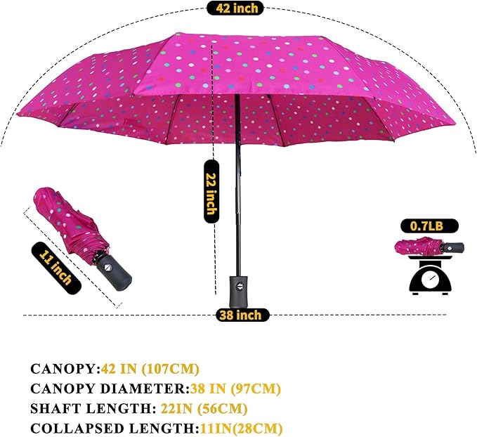 MRTLLOA 42/49 Inch Compact Windproof Travel Umbrella for Rain, Lightweight, Portable, Automatic, Strong, Waterproof Folding Umbrellas for Women, Men and Teenagers