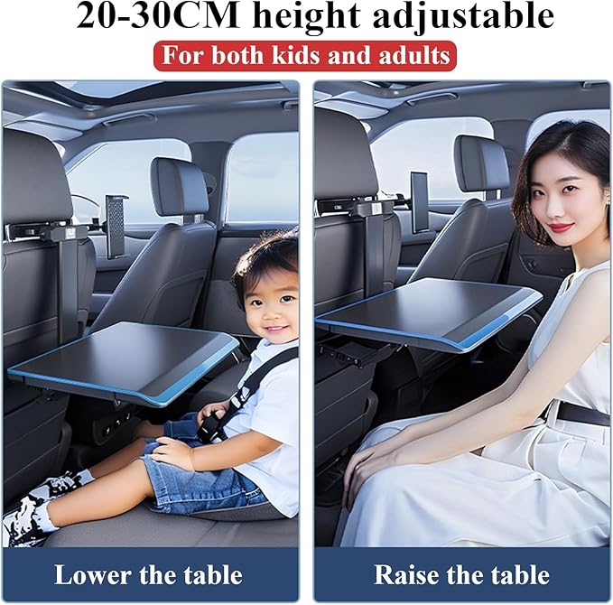 Multi-Functional Car Seat Tray Table, Aluminum Alloy Car Seat Table Travel Tray, Portable Foldable Back Seat Laptop Desk, With Tablet And Mobile Phone Holder, For Eating, Traveling,Working, Writing