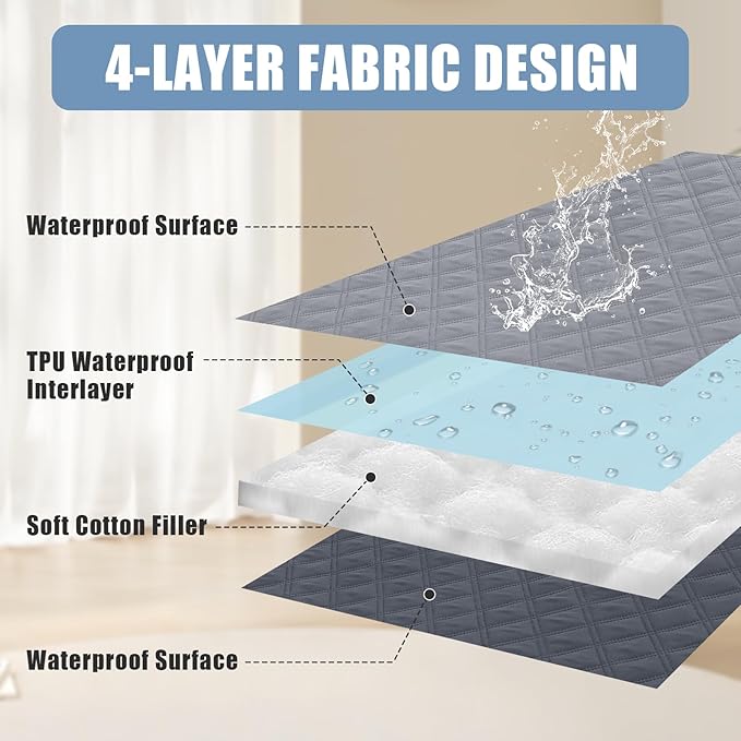 Smiry Waterproof Dog Bed Cover Pet Blanket, Soft Washable Dog Blanket for Furniture Bed Couch Sofa Reversible, Checkered (82"x102", Grey/Dark Grey)