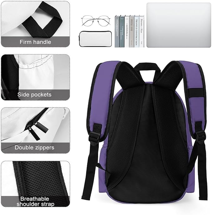 Ultra Violet Backpack Adult Travel Daybag for Women Men College Backpack for Vacation Hiking Camping Bag