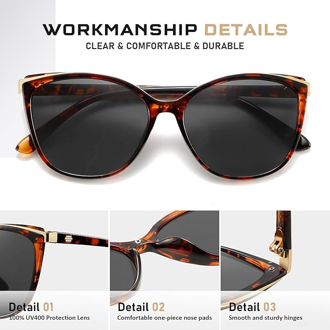 Trendy Cat Eye Sunglasses for Women Fashion Cateye UV400 Protection Glasses CL22017