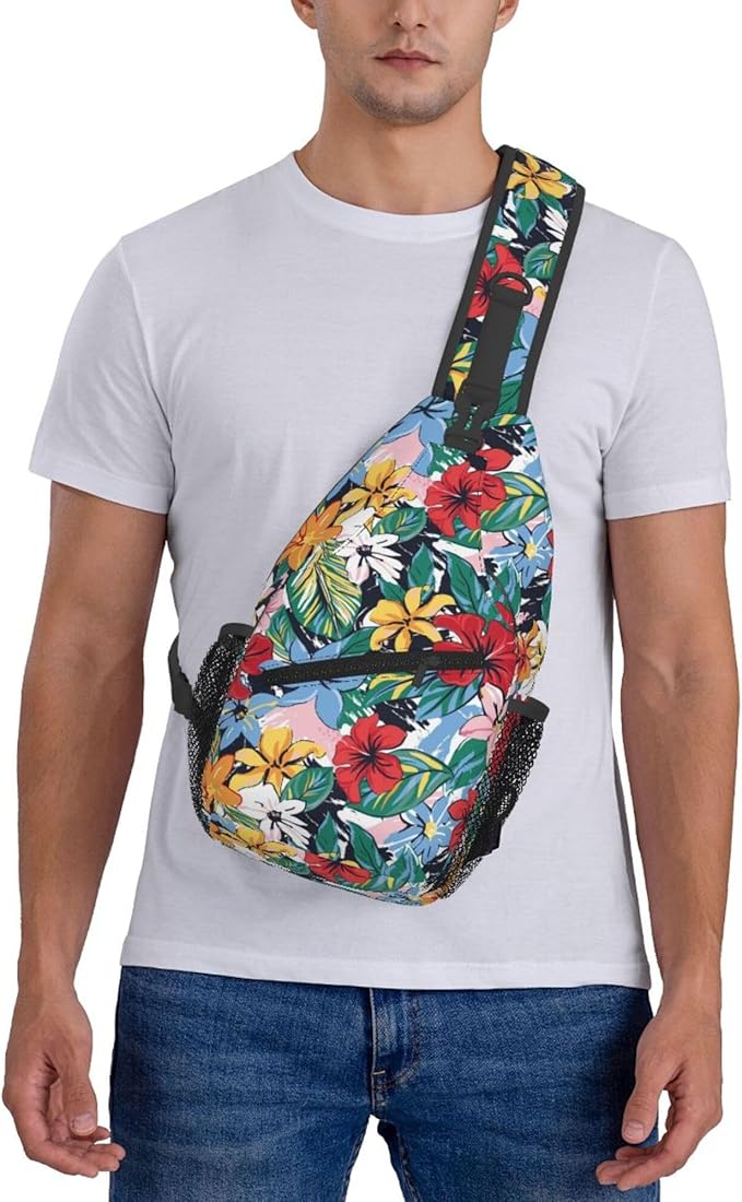 Hawaii Tropical Palm Sling Backpack Crossbody Bag Casual Chest Bags Travel Hiking Daypack Shoulder Bag for Women Men