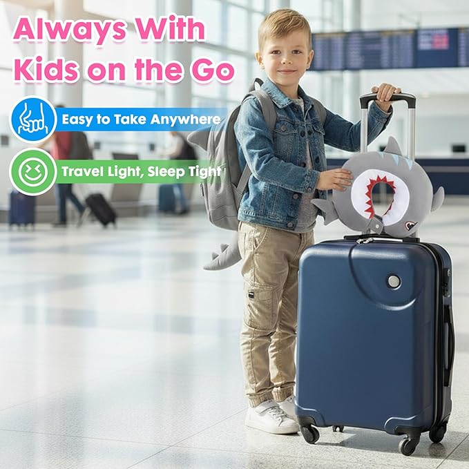 Travel Neck Pillow for Kids Adult Cute Soft Plush Memory Foam Airplane Neck Pillow for Traveling Animal Flight Pillow Head Rest Neck Support for Cars Long Flights