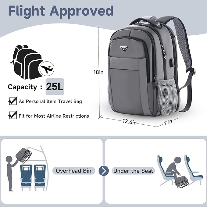 Multipocket TSA Travel Laptop Backpack for Men & Women, Anti-Theft Work Business Backpack with USB Charging Port, Airline Approved Personal Item Bag,Water-Resistant Computer Bag Fits 16 Inch Notebook