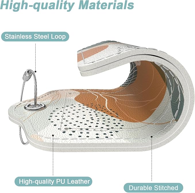 Rimilak 3 Pcs PU Leather Luggage Tags for Suitcase, Travel Cruise Luggage Tag with Privacy Flap, Name ID Label and Metal Loop for Women Men Baggage Handbag School Bag Backpack, White Leaves