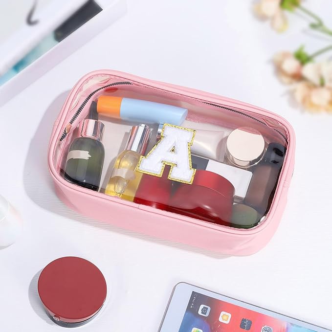 YOOLIFE Birthday Gifts for Kids | Travel Toiletry Bag | Pink Clear Makeup Bag for Teen Girls Kids Cosmetic Bags Gifts for 5 6 7 8 9 10 11 12 13 Year Old Girls Birthday Gifts for Girls Initial D