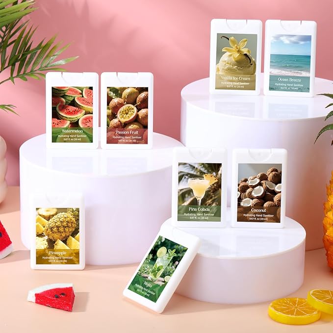 24 Pack Power Mist Hydrating Hand Sanitizer Spray Summer Travel Size Hand Sanitizer with Hydrating Botanical Mist Essential Office Travel Outdoor Activity for Friend Colleagues Family Gifts