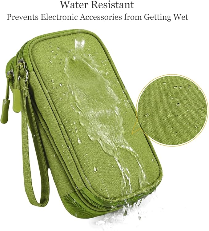 Electronic Organizer Travel Cable Accessories Bag, Case for Cable, Cord, Charger, Phone, Power Bank, Earphone (Grass Green, Medium)