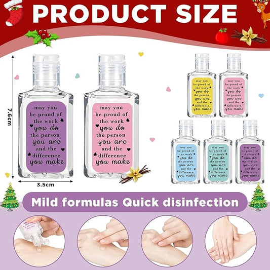 50 Pcs Thank You Gifts for Coworker Mini Hand Sanitize Gel Bulk Scent Hand Sanitizer Travel Size Inspirational Appreciation Gifts for Party Supplies Friends Teacher Employee