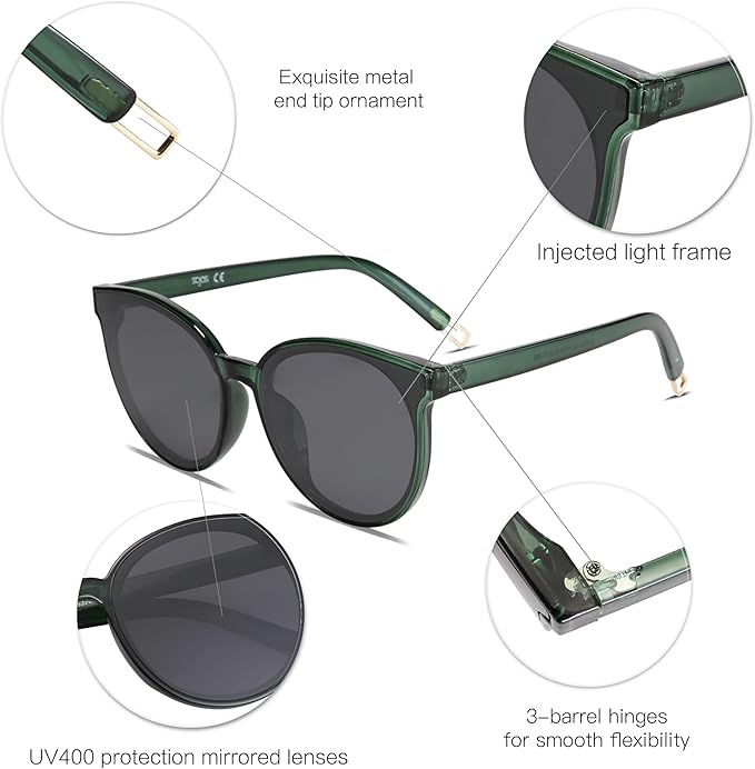 SOJOS Fashion Round Sunglasses for Women Men Oversized Vintage Shades SJ2057