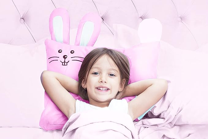 kinder Fluff Kids Pillow & Pillowcase Set 13x18in- 233T Cotton Pillow Covers & Down Alternative Pillow Fill - Hypoallergenic Kids Pillows for Small Children - Children & Travel Pillows Kid - Pink
