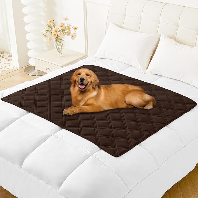 Smiry Waterproof Dog Bed Cover Blanket 40x50, Soft Reversible Pet Blanket, Washable Leakproof Cats Dogs Couch Cover for Sofa, Couch, Furniture, Lattice, Chocolate/Beige