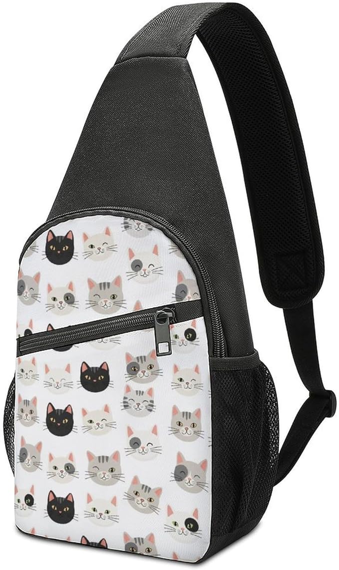 SWEET TANG Casual Sling Backpack Chest Shoulder Crossbody Backpacks, Unbalance Gym Funny Sack, Cat, Satchel Travel Bag Outdoor Hiking Daypack for Men Women