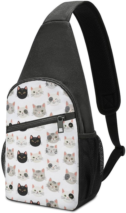 SWEET TANG Casual Sling Backpack Chest Shoulder Crossbody Backpacks, Unbalance Gym Funny Sack, Cat, Satchel Travel Bag Outdoor Hiking Daypack for Men Women